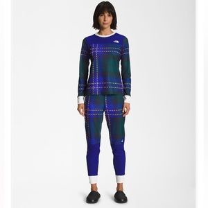 The North Face women flash dry base layer plaid waffle set